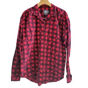 Woolrich Red Black Check Plaid Cotton flannel Shirt Y2k size Large cabincore